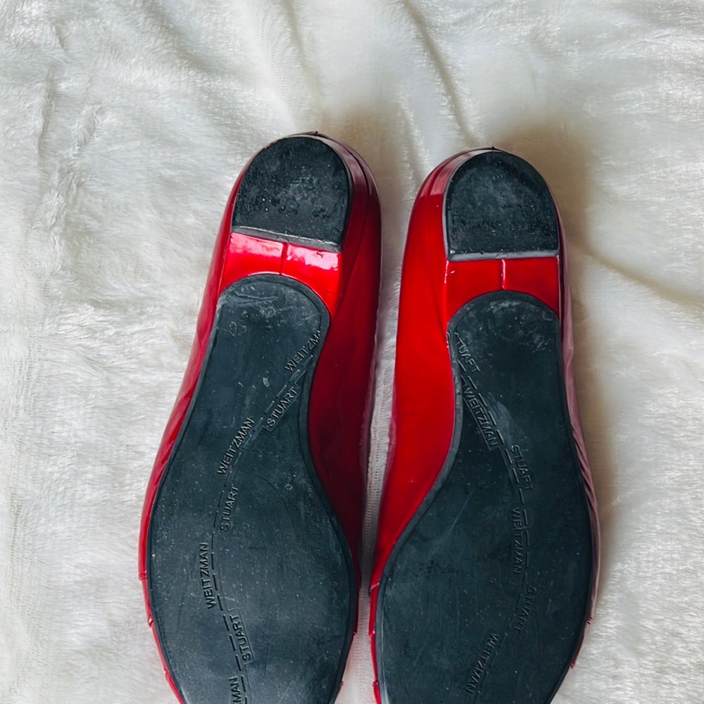 Stuart Weitzman Red Patent Leather Peep Toe shoes - Picture 7 of 8